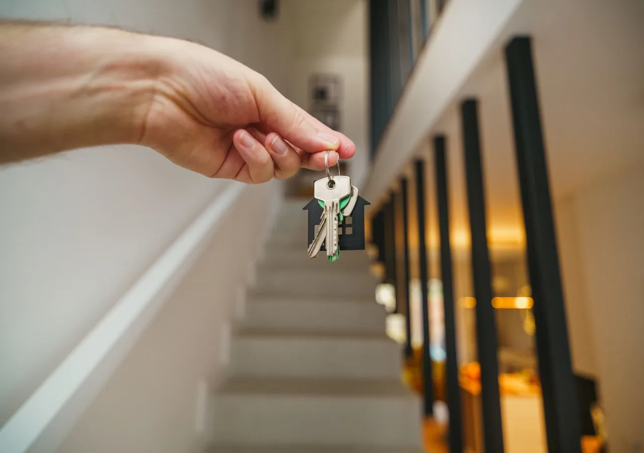 Property keys held inside a ready rental apartment